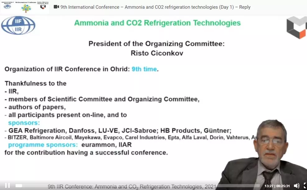 IIR Conference on CO2 and Ammonia Refrigeration was held on-line for first time