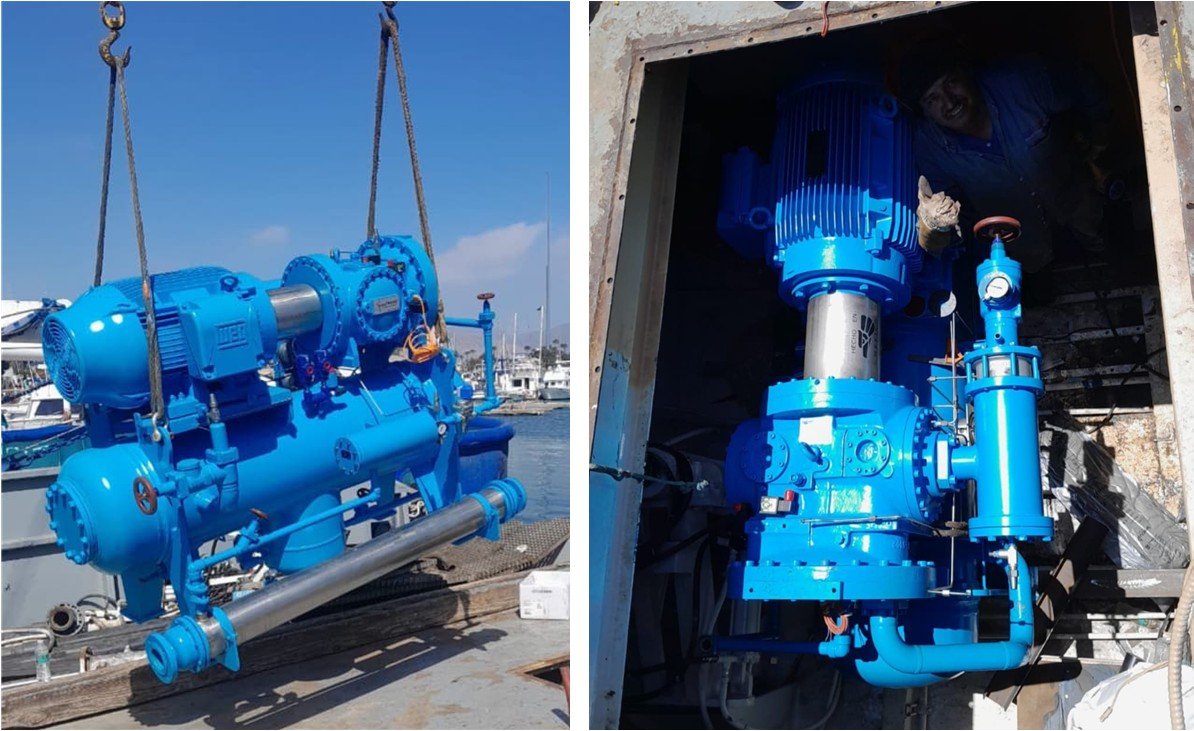 J & E Hall compressor used in marine pack for fishing vessel in Mexico