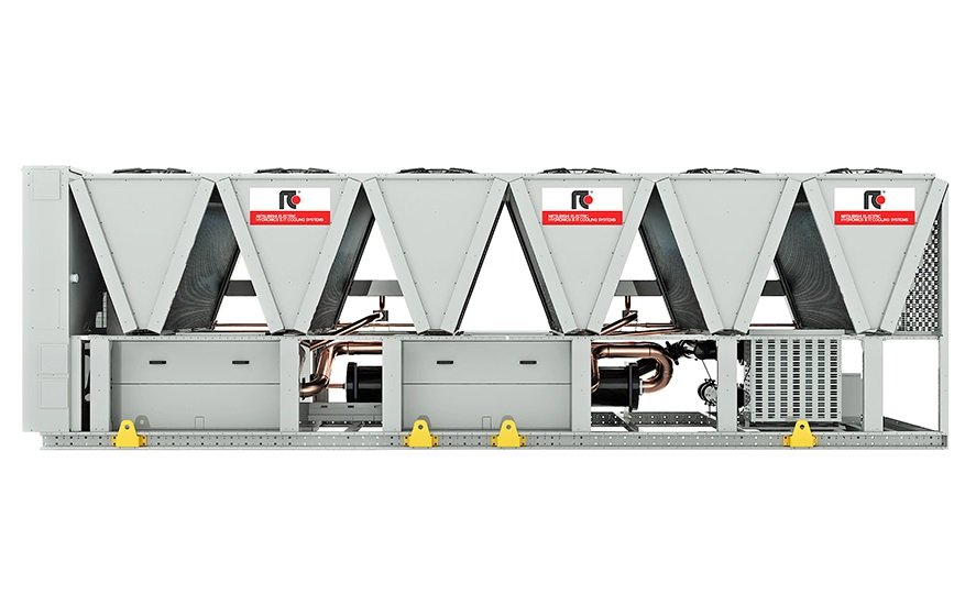 The new air-cooled chiller with inverter screw compressors and HFO 1234ze refrigerant