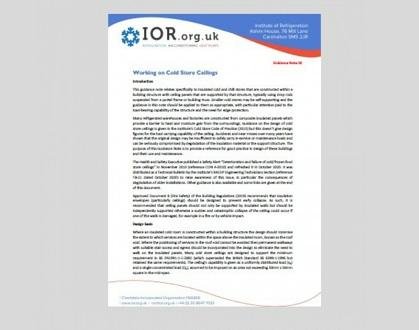 Revised IOR Guidance Note on Safe Working on Cold Store Ceilings