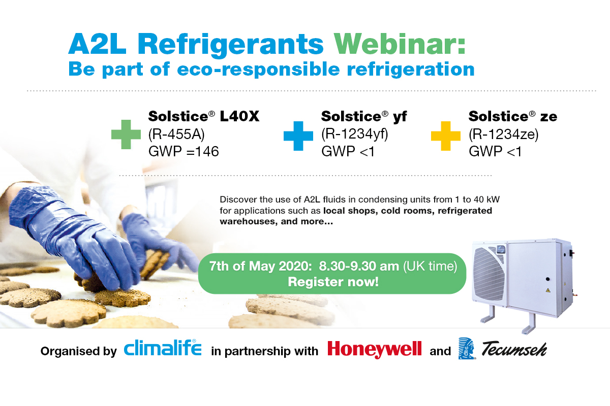 Climalife is organising a webinar for refrigeration installers and technicians on A2L refrigerants