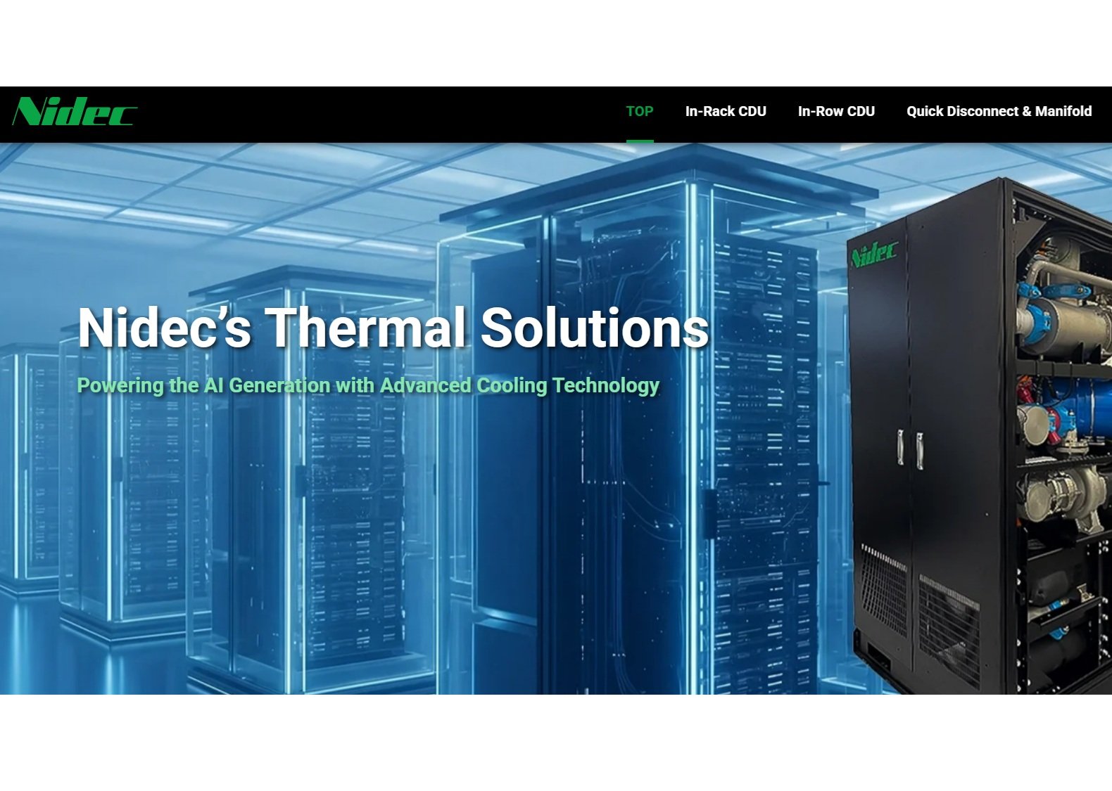Nidec launches liquid-cooling solutions website for AI data centers