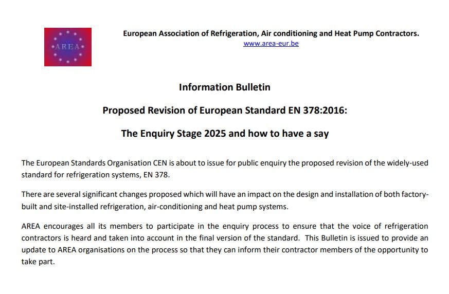 CEN opens public enquiry on proposed revision of EN 378