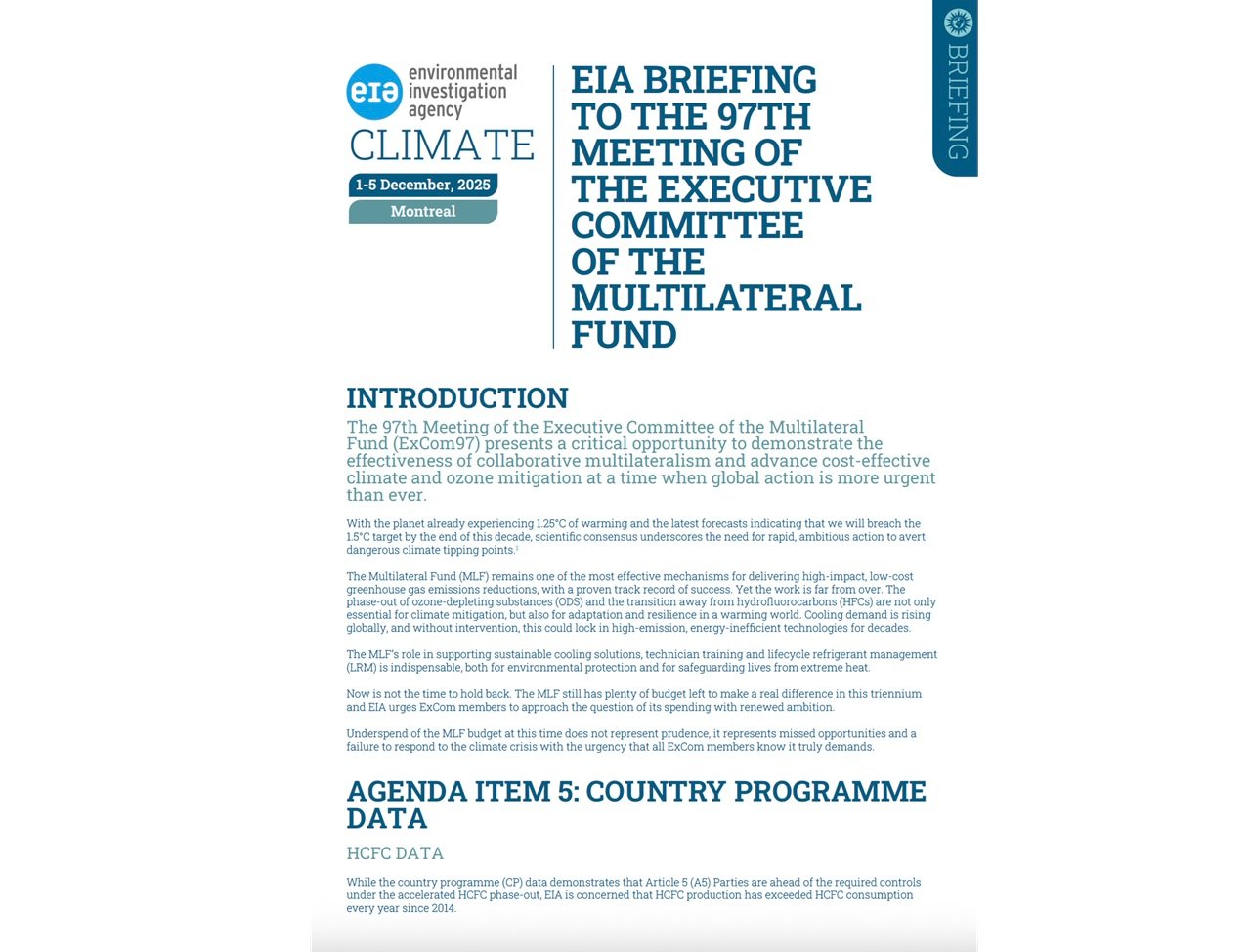 EIA urges stronger HFC phase-down commitments at ExCom97