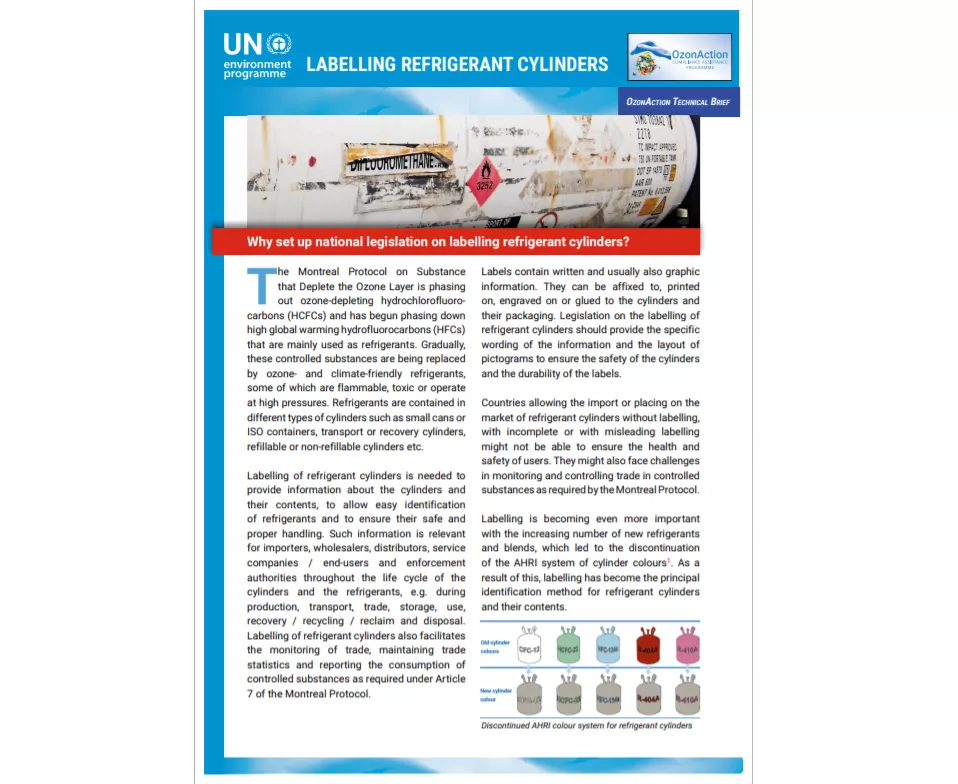 OzonAction technical brief on refrigerant cylinder labelling 2021