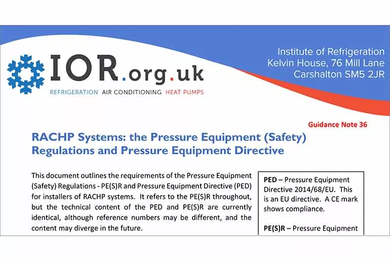 IOR Guidance Note on Pressure Equipment Regulations