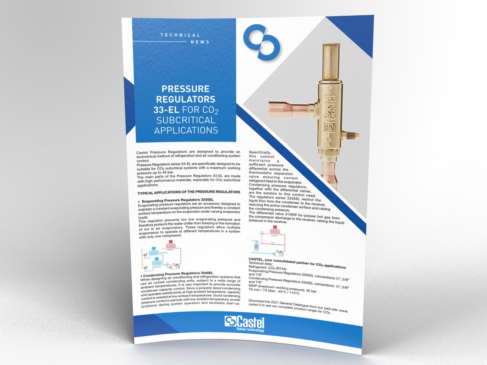 Castel Pressure Regulators 33-EL for CO2 subcritical systems