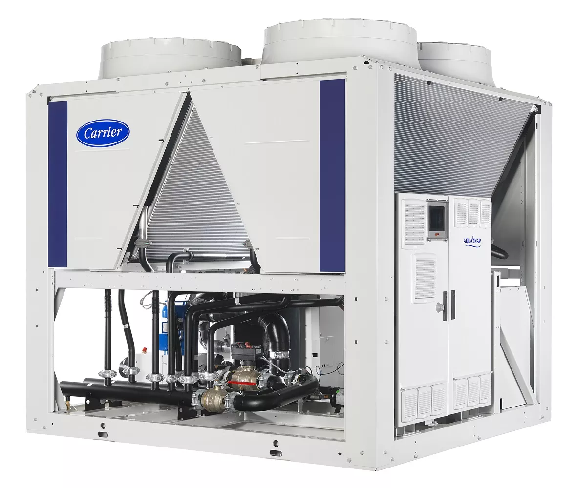 Carrier Adds Heat Recovery and Free Cooling Options  Extending R-32 Scroll Chiller Energy Savings