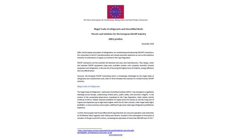 AREA calls for EU action against illegal refrigerant trade and uncertified work