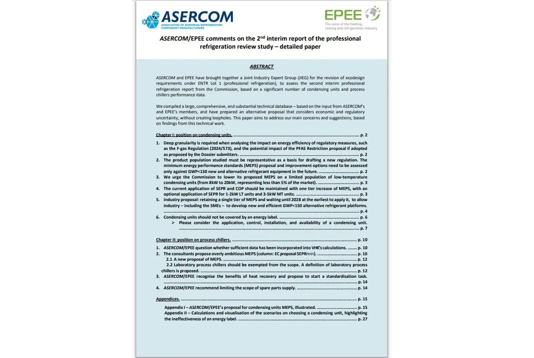 ASERCOM and EPEE Release Comprehensive Position Paper on Professional Refrigeration