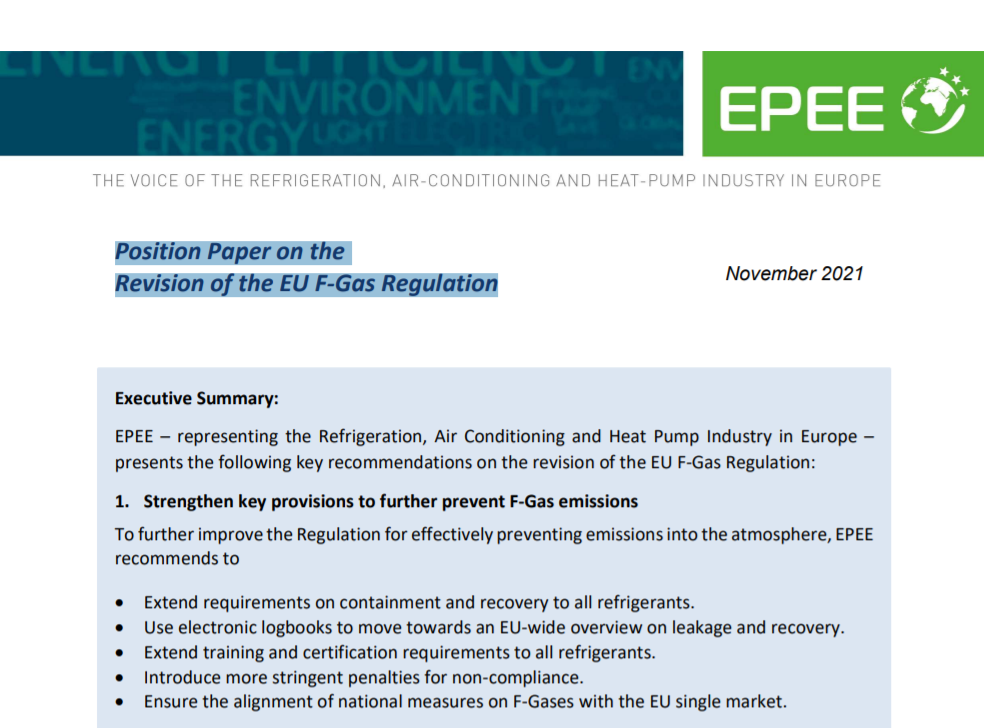 Position Paper on the Revision of the EU F-Gas Regulation