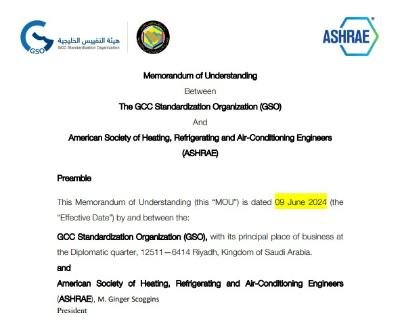 ASHRAE Signs Memorandum of Understanding with GCC Standardization Organization