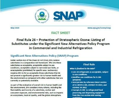 EPA Finalizes Rule to Protect Stratospheric Ozone and Manage Refrigerant Substitutes