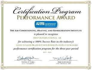 SWEP receives AHRI 2018-2020 Annual Performance Award