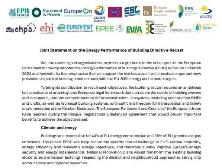 Joint Statement on the Energy Performance of Building Directive Recast