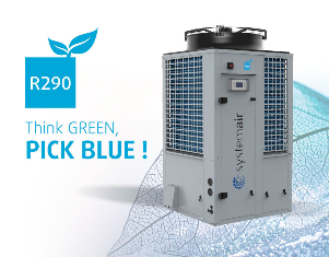 New air-cooled chiller and heat pump SYSAQUA BLUE with R290