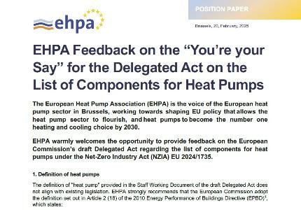 EHPA Calls for Revision of Heat Pump Component List in NZIA Delegated Act