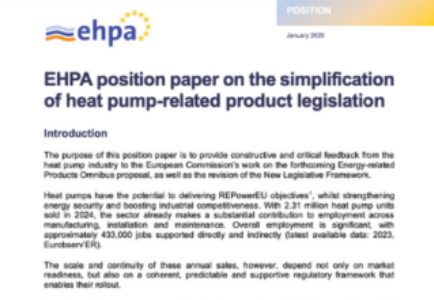 EHPA urges EU to simplify product rules for heat pumps