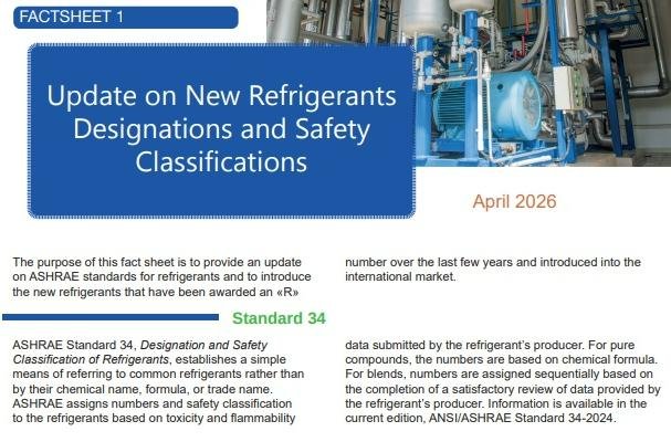ASHRAE and UNEP Update Refrigerant Designations for 2026