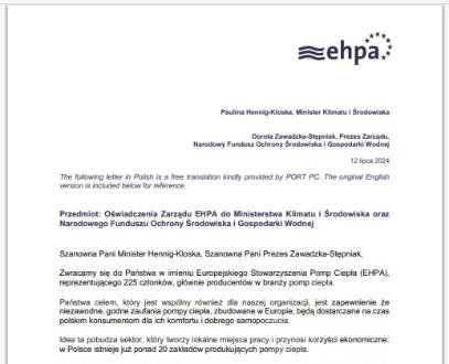 EHPA letter: Ensuring the Polish heat pump sector can flourish