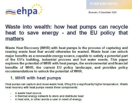EHPA Highlights Waste Heat Recovery Potential with Industrial Heat Pumps in New Policy Paper