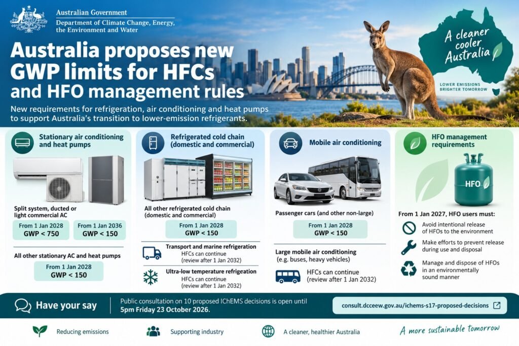 Australia proposes new GWP limits for HFCs and HFO management rules