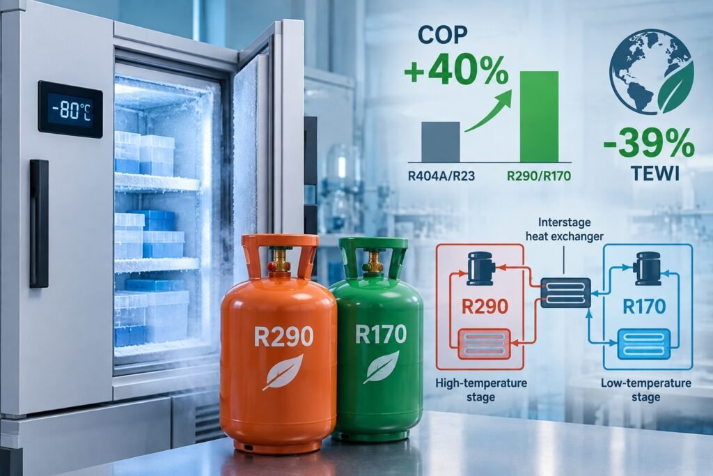 R290/R170 cascade raises COP up to 40% in ultra-low refrigeration