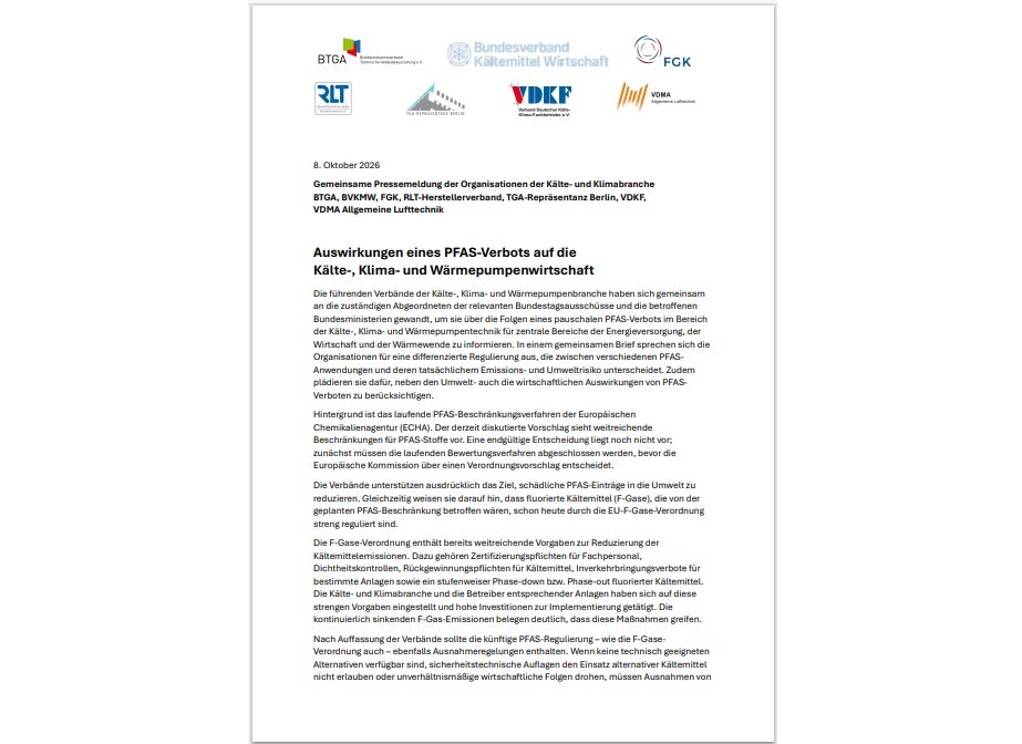 German HVACR Associations Call for Exemptions from Proposed PFAS Restrictions